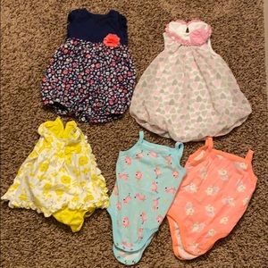 (🌟 3/$10) 5 piece baby girl summer romper & onesie lot (6m)